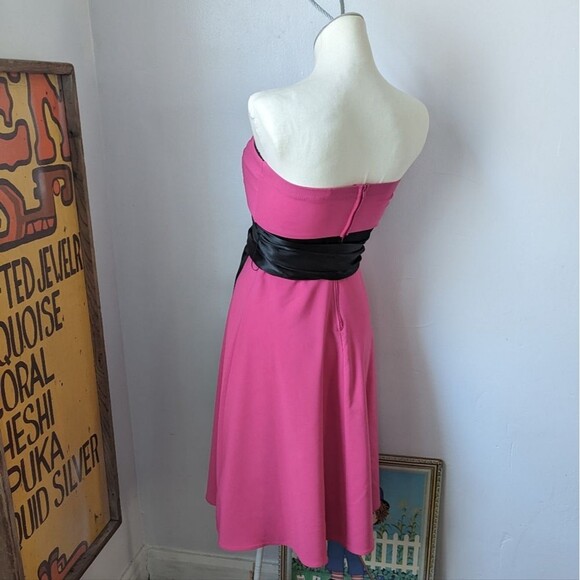 Vintage Hot Pink and Black Strapless Dress by Ruby Rox Size 7 - Picture 6 of 8
